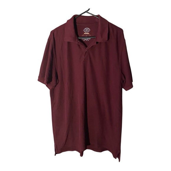 Men's St John’s Bay Performance Burgundy Short Sleeve Polo Shirt - Picture 1 of 4